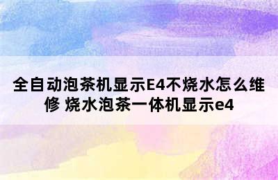 全自动泡茶机显示E4不烧水怎么维修 烧水泡茶一体机显示e4